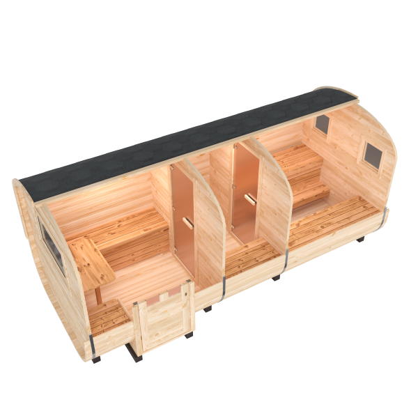 Fasssauna / Gartensauna / Banja / Quadro 6,0 m mit Vorraum